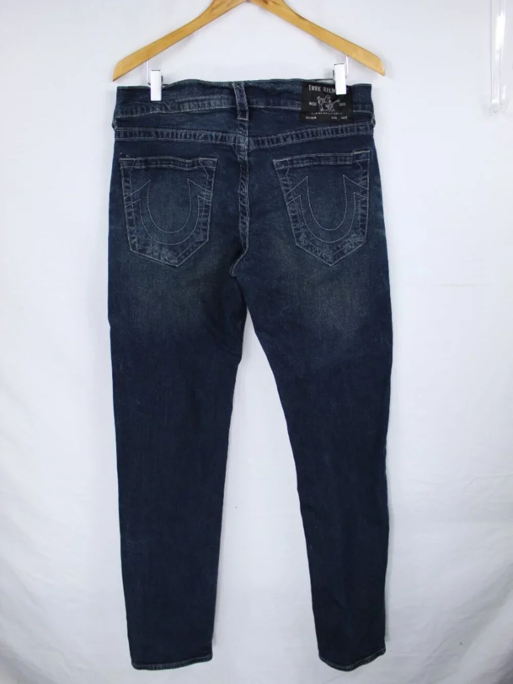 TRUE RELIGION MEN'S DARK BLUE JEANS ROCCO RELAXED SKINNY SIZE 33 GRUNGE